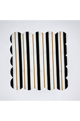 Siyah Gold Çizgi Desenli Dijital Baskılı Kokteyl Peçetesi Yıkanabilir Lazer Kesimli